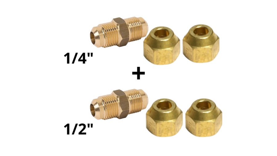 koelleiding flare koppeling set recht 1/4" x 3/8"