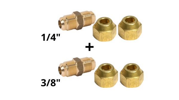 koelleiding flare koppeling set recht 1/4" x 3/8"