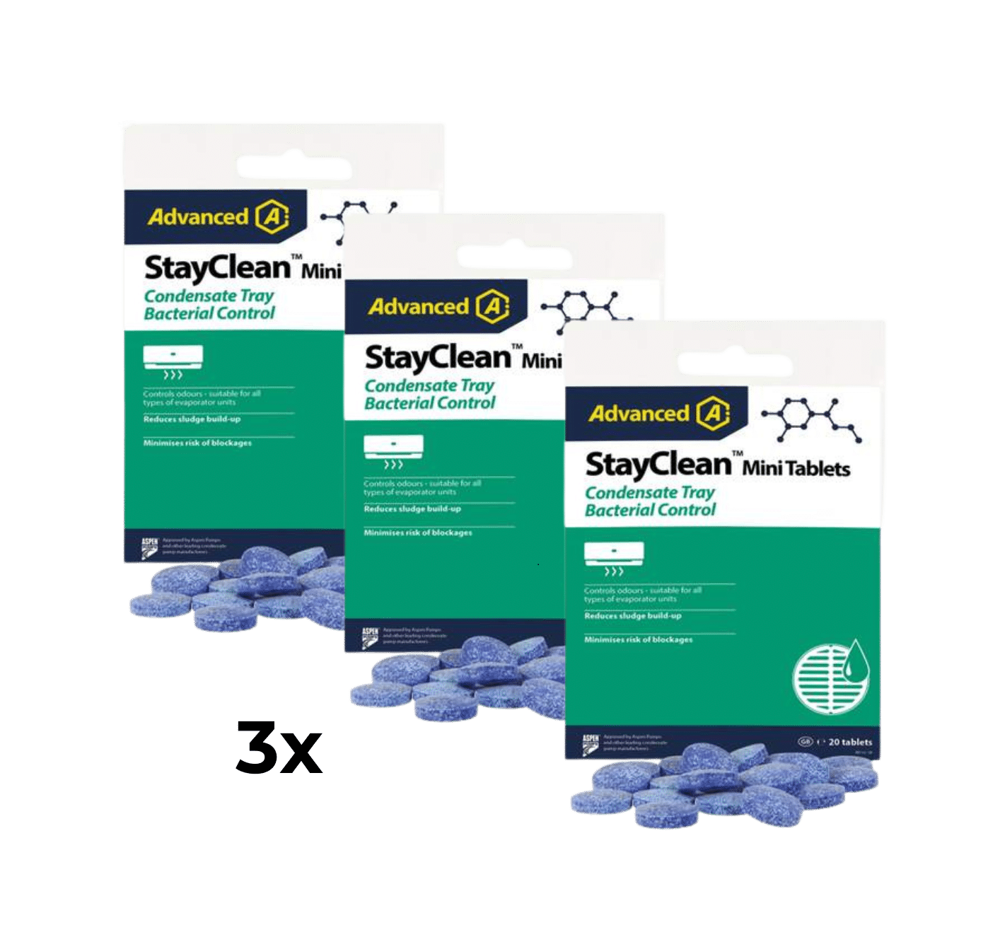 aktie advanced stayclean mini reinigings en geurtabletten (20 stuks) 3x