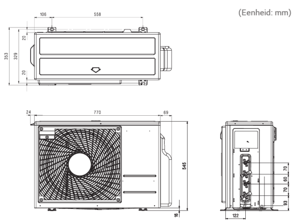 LG MU2R17 R32 4,7kW Multi-f voor 1-2 aansluitbare binnenunits, max 24 BTU combinatie - Afbeelding 3