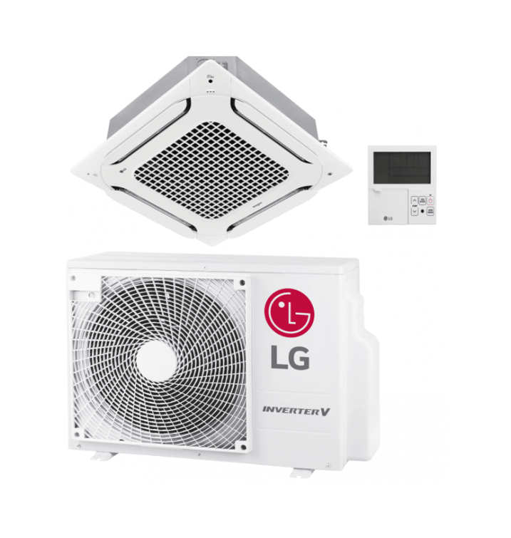 lg ct18f c r32 5,0 kw cassette compact inverter set binnen, buiten unit & afdekplaat incl. lg benelux garantie