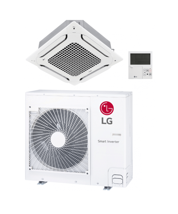 lg ct36f c r32 9,5 kw cassette compact inverter set binnen, buiten unit & afdekplaat incl. lg benelux garantie