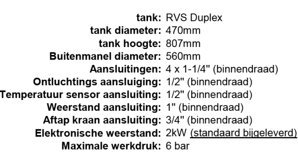 100L RVS Duplex Buffervat met 2KW weerstand - Afbeelding 5